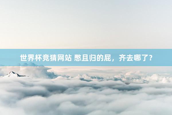 世界杯竞猜网站 憋且归的屁，齐去哪了？