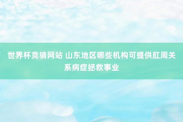 世界杯竞猜网站 山东地区哪些机构可提供肛周关系病症拯救事业