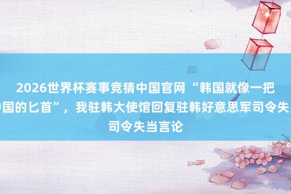 2026世界杯赛事竞猜中国官网 “韩国就像一把指向中国的匕首”，我驻韩大使馆回复驻韩好意思军司令失当言论