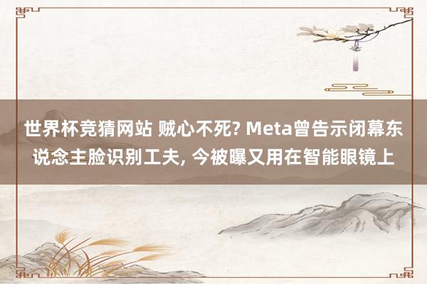 世界杯竞猜网站 贼心不死? Meta曾告示闭幕东说念主脸识别工夫, 今被曝又用在智能眼镜上