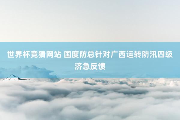 世界杯竞猜网站 国度防总针对广西运转防汛四级济急反馈