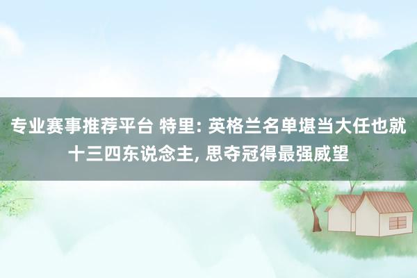 专业赛事推荐平台 特里: 英格兰名单堪当大任也就十三四东说念主， 思夺冠得最强威望