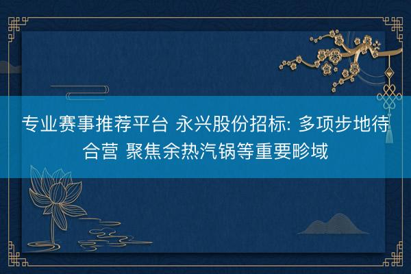 专业赛事推荐平台 永兴股份招标: 多项步地待合营 聚焦余热汽锅等重要畛域